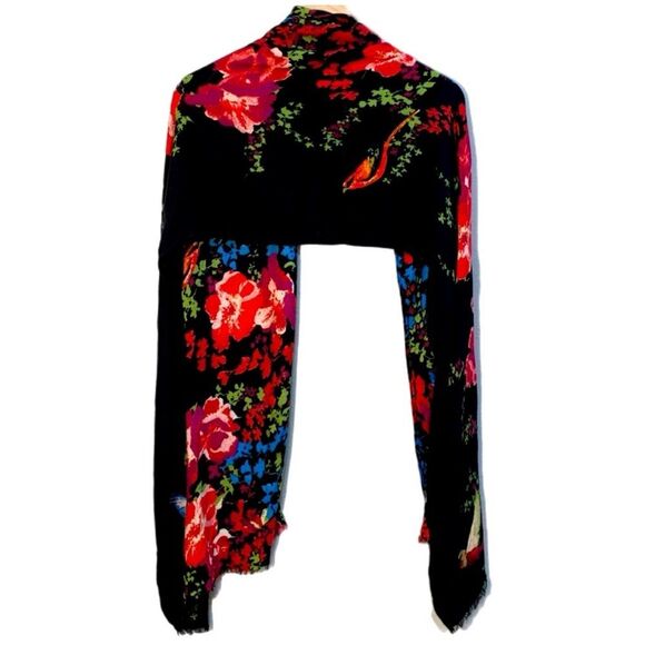Apt 9 Scarf Shall Floral Black Pink Blue  Women’s. - Picture 2 of 10
